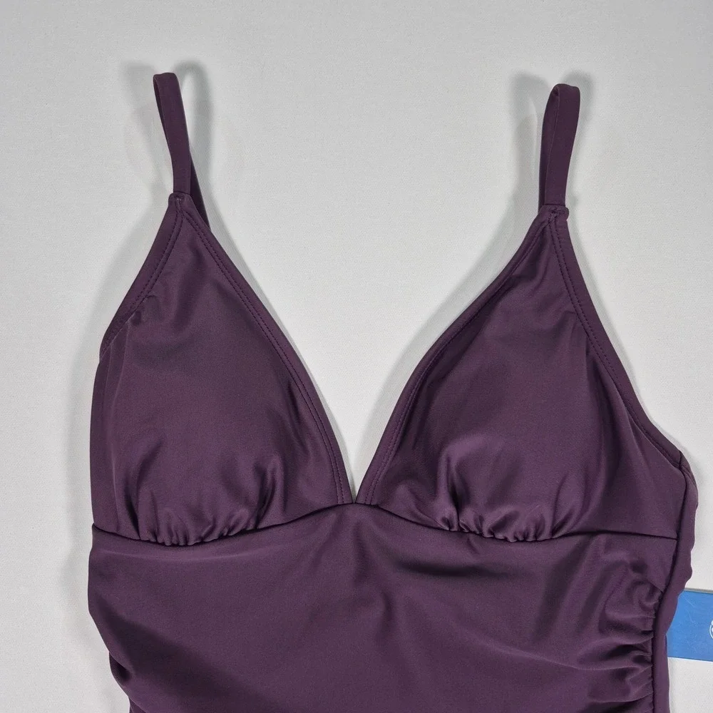 Cupshe Purple Ruched V-Neck One Piece Swimsuit Tummy Control‎ Medium NWT